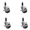 Service Caster 3'' Maroon Poly Swivel 1-1/8'' Expanding Stem Caster Set with Brake, 4PK SCC-EX20S314-PPUB-MRN-TLB-118-4 - alternate 1